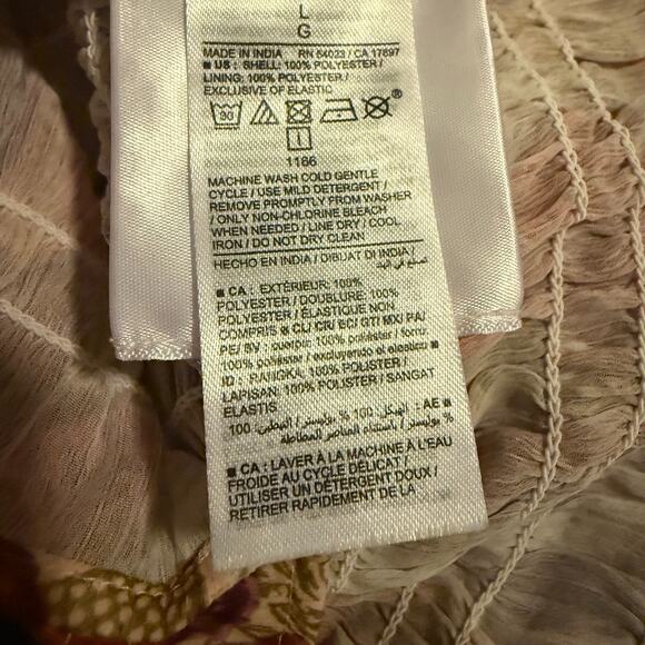 Old Navy L Floral Smocked Peasant Top Boho Square Neck Peasant Autumn Blouse NWT - Picture 8 of 8